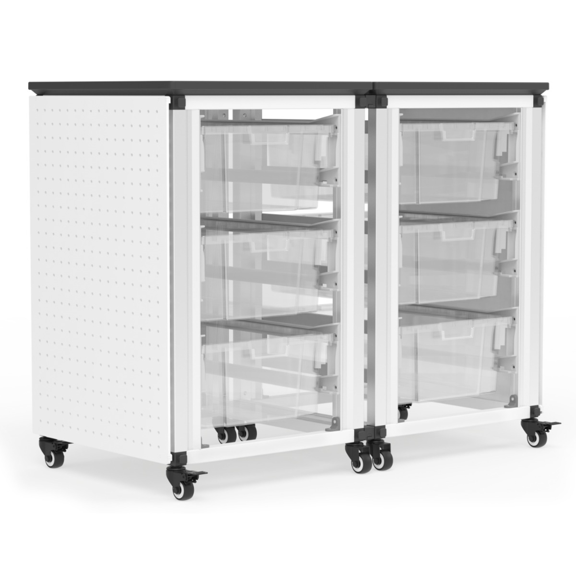 Luxor 2 side-by-side Storage w/ 6 Bins, Capacity 440lb. Aluminum, Model# MBS-STR-21-6L